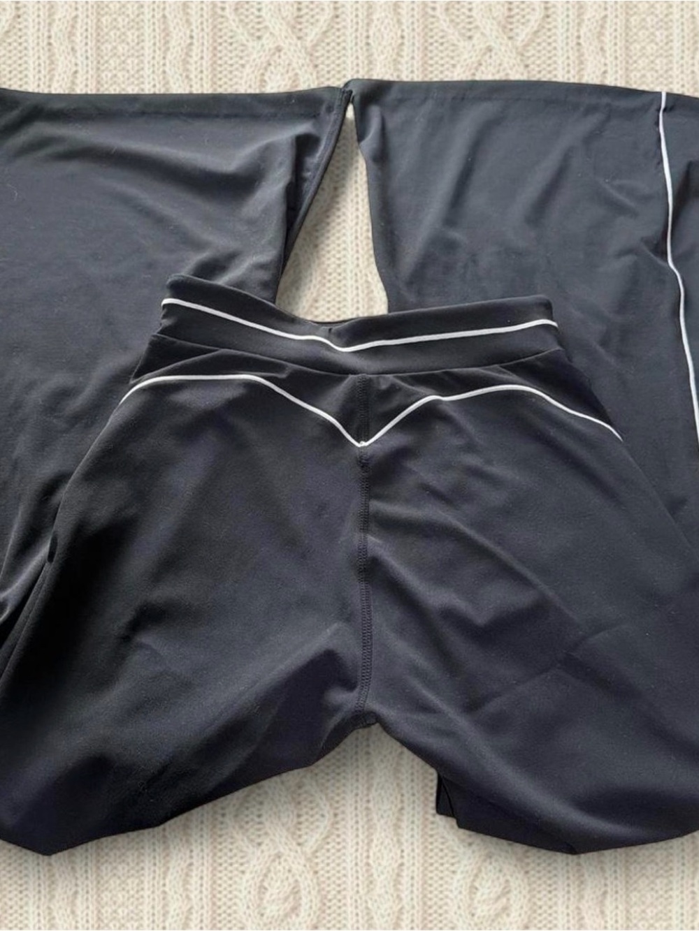 Black Women's Leggings with White Piping